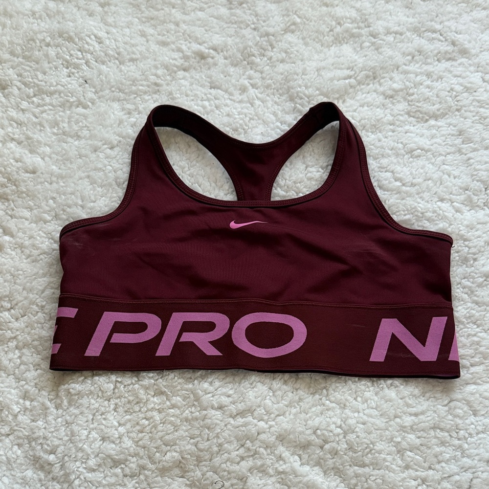 Nike Women's Maroon and Pink Sports Bra